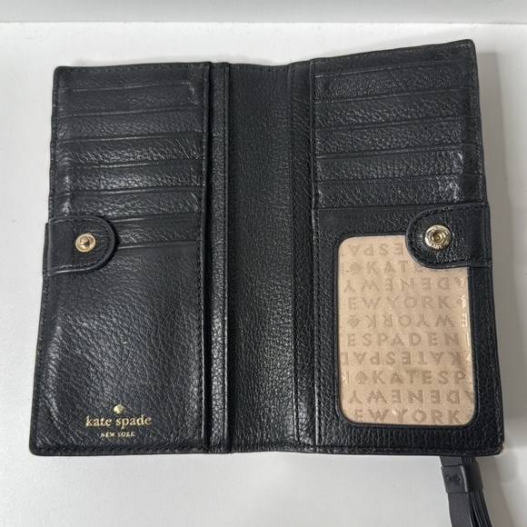 Kate Spade New York Leather Zip Around Wallet in Black w/Gold Hardware - Picture 6 of 9